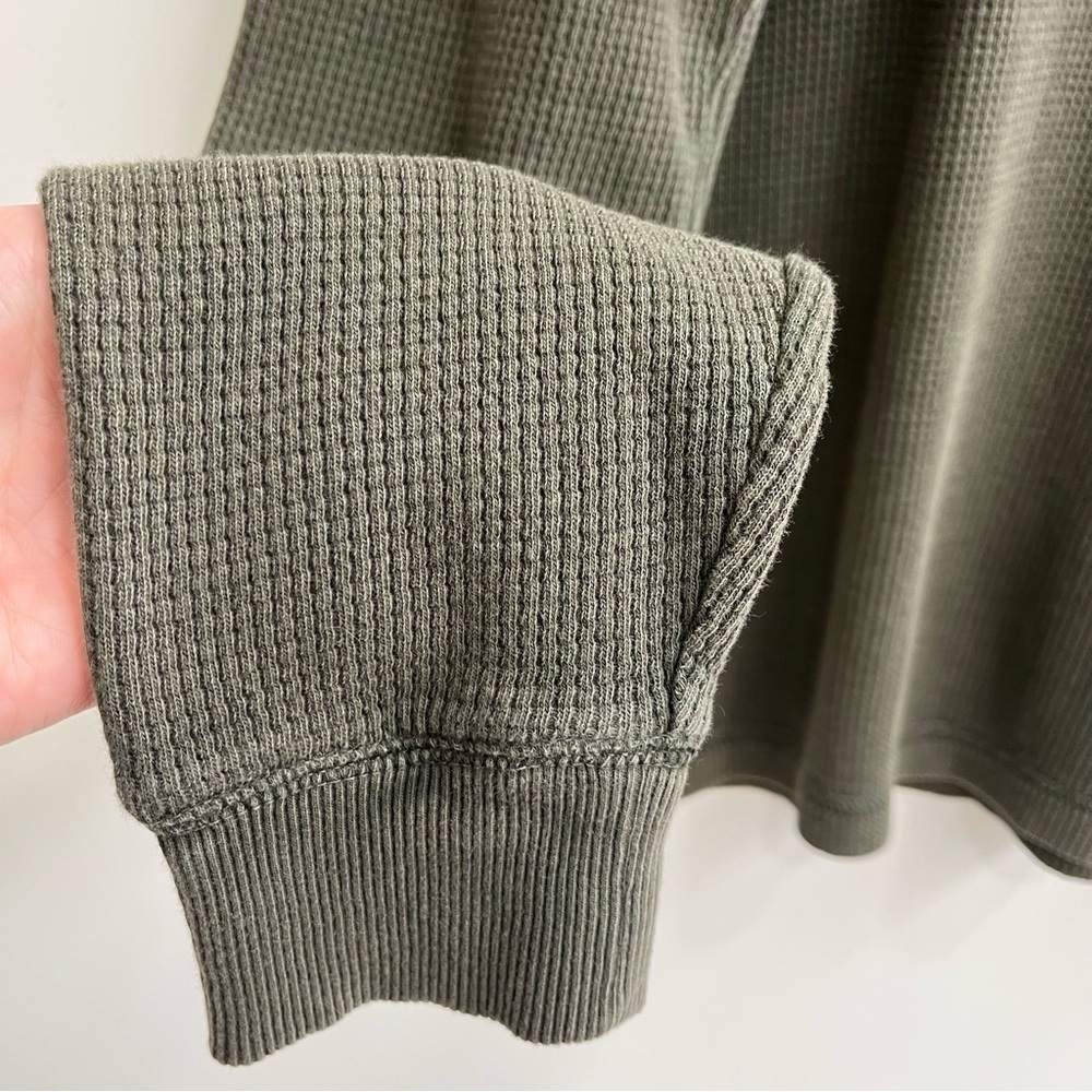 Calvin Klein quarter zip thermal henley shirt olive army green 100% cotton large - Picture 5 of 8